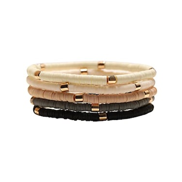 GOOJIDS Surfer Heishi Clay Bead Bracelets for Women Bohemian Stackable Gold Plated Beaded Stretch Bracelets Elastic Layering Friendship Bracelets Set Boho Jewelry