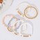 GOOJIDS Surfer Heishi Clay Bead Bracelets for Women Bohemian Stackable Gold Plated Beaded Stretch Bracelets Elastic Layering Friendship Bracelets Set Boho Jewelry TMixWhite Set