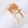 GOOJIDS Surfer Heishi Clay Bead Bracelets for Women Bohemian Stackable Gold Plated Beaded Stretch Bracelets Elastic Layering Friendship Bracelets Set Boho Jewelry TMixWhite Set