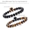Hamoery Men Women 8mm Couple Beads Bracelet Elastic Natural Stone Yoga Bracelet Bangle Set1