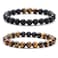 Hamoery Men Women 8mm Couple Beads Bracelet Elastic Natural Stone Yoga Bracelet Bangle Set1
