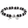 HanlinCC Womens Beaded Stretch Rosary Bracelet with Crucifix and Miraculous Medal Black