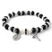HanlinCC Womens Beaded Stretch Rosary Bracelet with Crucifix and Miraculous Medal Black