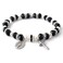 HanlinCC Womens Beaded Stretch Rosary Bracelet with Crucifix and Miraculous Medal Black