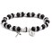 HanlinCC Womens Beaded Stretch Rosary Bracelet with Crucifix and Miraculous Medal Black