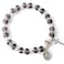 HanlinCC Womens Beaded Stretch Rosary Bracelet with Crucifix and Miraculous Medal Purple
