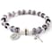 HanlinCC Womens Beaded Stretch Rosary Bracelet with Crucifix and Miraculous Medal Purple