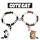 Joiigaem Couples Friendship Beaded Bracelets with Cute Cat Charms Set of 2 BrownBlack