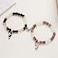 Joiigaem Couples Friendship Beaded Bracelets with Cute Cat Charms Set of 2 BrownBlack