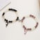 Joiigaem Couples Friendship Beaded Bracelets with Cute Cat Charms Set of 2 BrownBlack