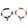 Joiigaem Couples Friendship Beaded Bracelets with Cute Cat Charms Set of 2 BrownBlack