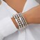 Jumwrit 5pcs Layered Beaded Bracelets Set for Women Dainty Stretch Elastic Round Ball Beads Chain Tube Bangle Bracelets Boho Stackable Bracelets Trendy Jewelry Silver