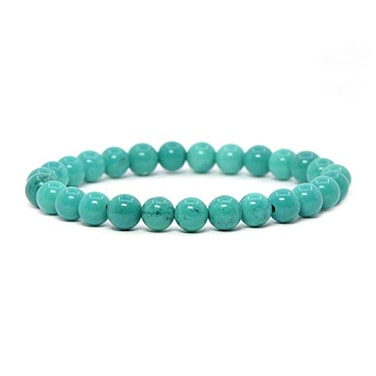 Justinstones Dyed Green Howlite Turquoise Gemstone 8mm Round Beads Stretch Bracelet 7 Inch