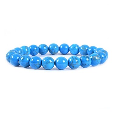 Justinstones Dyed Turquoise Howlite Gemstone 8mm Round Beads Stretch Bracelet 7 Inch Unisex