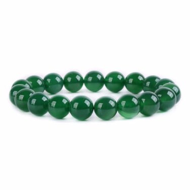 Justinstones Green Agate Gemstone 10mm Round Beads Stretch Bracelet 7 Inch Unisex
