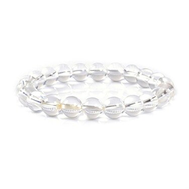 Justinstones Natural A Grade Clear Quartz Rock Crystal Gemstone 8mm Round Beads Stretch Bracelet 7 Inch Unisex