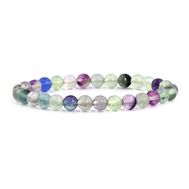 Justinstones Natural A Grade Fluorite Gemstone 6mm Round Beads Stretch Bracelet 65 Inch
