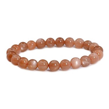 Justinstones Natural A Grade Orange Sunstone Gemstone 8mm Round Beads Stretch Bracelet 7 Inch Unisex