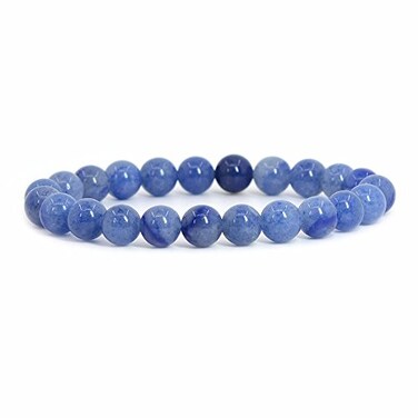Justinstones Natural Blue Aventurine Rock Crystal Gemstone 8mm Round Beads Stretch Bracelet 7 Inch Unisex