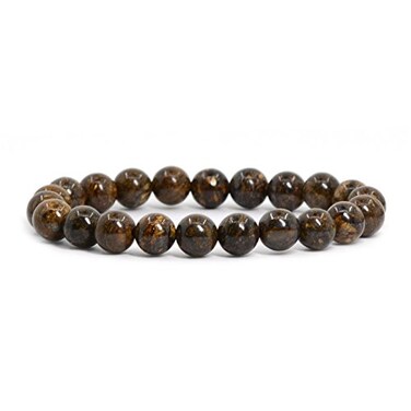 Justinstones Natural Bronzite Gemstone 8mm Round Beads Stretch Bracelet 7 Inch Unisex