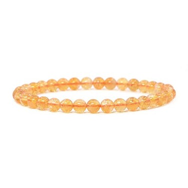 Justinstones Natural Citrine Gemstone 6mm Round Beads Stretch Bracelet 65 Inch