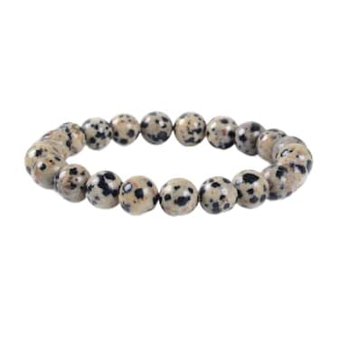 Justinstones Natural Dalmatian Jasper Gemstone 8mm Round Beads Stretch Bracelet 7 Inch Unisex