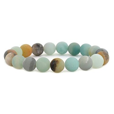 Justinstones Natural Matte Amazonite Gemstone 10mm Round Beads Stretch Bracelet 7 Inch Unisex