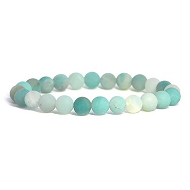 Justinstones Natural Matte Blue Amazonite Gemstone 8mm Round Beads Stretch Bracelet 7 Inch Unisex
