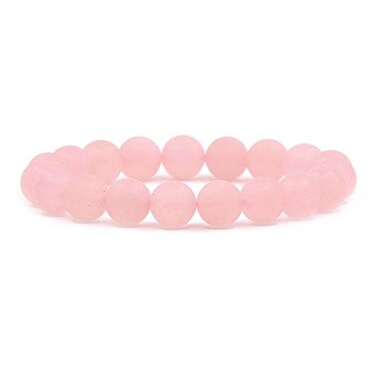 Justinstones Natural Matte Rose Quartz Gemstone 10mm Round Beads Stretch Bracelet 7 Inch Unisex