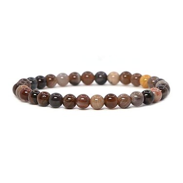 Justinstones Natural Petrified Wood Fossil Gemstone 6mm Round Beads Stretch Bracelet 65 Inch