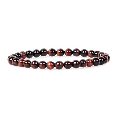 Justinstones Natural Red Tiger Eye Gemstone 6mm Round Beads Stretch Bracelet 65 Inch