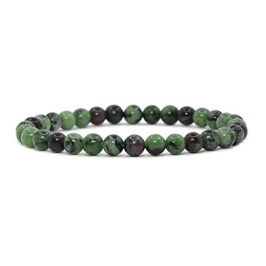 Justinstones Natural Ruby in Zoisite Gemstone 6mm Round Beads Stretch Bracelet 65 Inch