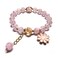 Maripabon Glazed Flowers Crystal Bead Bracelets 8mm Gemstone Beaded Stretch Bracelet with Flower Bracelet for Women Pink
