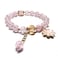 Maripabon Glazed Flowers Crystal Bead Bracelets 8mm Gemstone Beaded Stretch Bracelet with Flower Bracelet for Women Pink