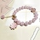 Maripabon Glazed Flowers Crystal Bead Bracelets 8mm Gemstone Beaded Stretch Bracelet with Flower Bracelet for Women Pink