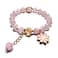 Maripabon Glazed Flowers Crystal Bead Bracelets 8mm Gemstone Beaded Stretch Bracelet with Flower Bracelet for Women Pink