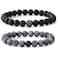 MengPa Mens Beaded Bracelets Couples Matching Bracelet Set Matte Beads for Women Stone Jewelry Labradorite US3691U