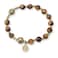 Nazareth Store Tiger Eye Stone Beads Rosary Bracelet with Metal Separators and Catholic St Benedict Medal Durable and Elegant Wrist Jewelry