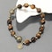 Nazareth Store Tiger Eye Stone Beads Rosary Bracelet with Metal Separators and Catholic St Benedict Medal Durable and Elegant Wrist Jewelry