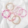 Pychee Summer Surfer Heishi Bracelet Set for Women Stackable Gold Plated Clay Ploymer Bead Stretch Pink Beach Layering Bracelets Jewelry Apinkgold set