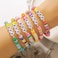 RINTOLER Friendship Bracelets for Women Heishi Surfer Colorful Smile Evil Eye Clay Beaded Stretch Bracelets Elastic Layering Stackable Boho Disc Y2K Aesthetic Summer Jewelry Set