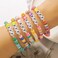 RINTOLER Friendship Bracelets for Women Heishi Surfer Colorful Smile Evil Eye Clay Beaded Stretch Bracelets Elastic Layering Stackable Boho Disc Y2K Aesthetic Summer Jewelry Set