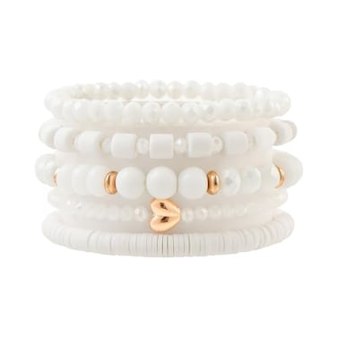 RISHEGAE Crystal Heishi Beaded Bracelet for Women Stackable Bracelet Layering Friendship Summer Stretch Bracelets for Women