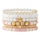 RISHEGAE Easter Bracelet Heishi Beaded Stretch Bracelets for Women Stackable Gold Beads Bracelet Friendship Summer Beach Bracelets Jewelry Set CPink Cross