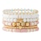 RISHEGAE Easter Bracelet Heishi Beaded Stretch Bracelets for Women Stackable Gold Beads Bracelet Friendship Summer Beach Bracelets Jewelry Set CPink Cross