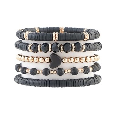 RISHEGAE Heishi Beaded Stretch Bracelets for Women Stackable Polymer Clay Beads Bracelets Friendship Boho Summer Beach Bracelet Jewelry Set