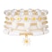 RISHEGAE White Daisy Bracelets for Women Stackable Gold Beads Bracelet Friendship Boho Summer Beach Heart Bracelets Stretch Heishi Beaded Jewelry Set