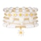 RISHEGAE White Daisy Bracelets for Women Stackable Gold Beads Bracelet Friendship Boho Summer Beach Heart Bracelets Stretch Heishi Beaded Jewelry Set