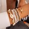 SKYFUN Summer Beach Bracelets for Women Bohemian Stackable Heishi Surfer Bracelet Set Elastic Seashell Starfish Boho Friendship Bracelets for Summer Beach Party Holiday Vacation Jewelry Gift 7CPS