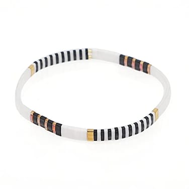 Sonateomber Tila Flat Beaded Stretch Strand Bracelets for Women Trendy Unique Friendship Handmade Colorful Square Seed Beads Bracelet Stackable Jewelry Friend
